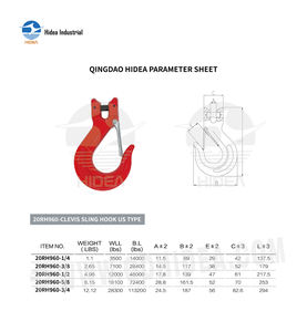 HIDEA Usine Foresterie ou Levage Utilisation Hautement Forgé Rouge ou Personnalisé Pivotant Us Type G80 20RH960 <span class=keywords><strong>Chape</strong></span> Sling Hook - Product Image 2