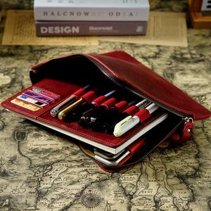 Leather Zipper Pen Case Modern Multi-Pen Slot Large Capacity Portable Durable <b>Creative</b> Design Silk Screen Promotional <b>Gifts</b> - Product Image 4