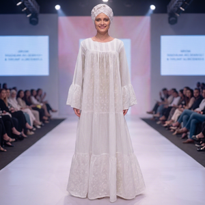 Vestido Largo Kaftan de Lujo en Algodón Blanco con Encaje para Mujer, Bordado Chikankari, Estilo Étnico Africano, para Ocasiones Especiales, Elegante y Modesto - Product Image 5