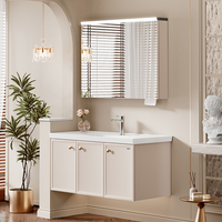 Meuble de salle de bain mural en acier inoxydable de style européen ARROW avec lavabo intégré et miroir
