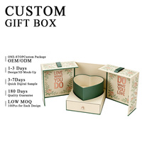 Élégante Boîte Cadeau à Double Porte en Carton sur Mesure – Coeur Surprise pour Fleurs