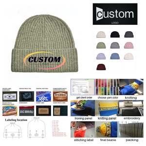 Chapeau de ski en tricot uni de couleur unie, logo brodé personnalisé unisexe, coupe-vent, design d'hiver, haute élasticité, <span class=keywords><strong>bonnet</strong></span> en acrylique tricoté - Product Image 2
