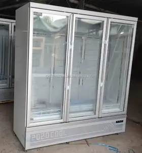 スーパーマーケットドリンクディスプレイ冷蔵庫/飲料用両開き引き戸冷蔵庫