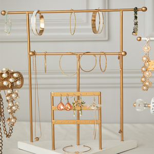 Customized 3-Tier Metal <strong>Jewelry</strong> Display Necklace Earring Holder T Shaped <strong>Jewelry</strong> Organizer - Product Image 3