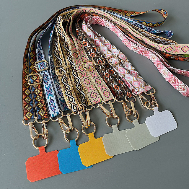 WOWEI Mobile Phone Lanyard Crossbody Strap Rope Bohemian Style Sturdy Durable Camera Neck Strap Unisex Phone Case Lanyard Patch
