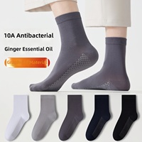 Kaos Kaki Termal Pria Graphene 10A Antibakteri Hangat dengan Minyak Jahe Esensial Anti Bau Setinggi Betis Warna Solid Tanpa Jahitan untuk Musim Dingin