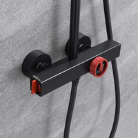 Ensemble de douche de salle de bain moderne système noir mat rouge ensemble de mitigeur de douche mitigeur en laiton ensemble de robinet de douche thermostatique