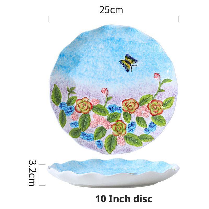 blue Butterfly flower-1025 inch shallow plate
