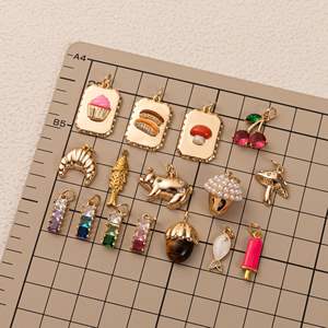 Nouvelle Mode DIY Quotidien Carré Champignon Cerise Cochon <span class=keywords><strong>Doré</strong></span> Cuivre Pendentif Chaîne Collier - Product Image 1