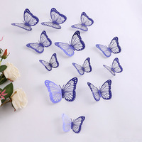 Vente chaude 12 Pièces Ensemble 3D Creative Miroir Coloré Creux papillon Autocollant Autocollant Or Argent Rose Noir Bleu