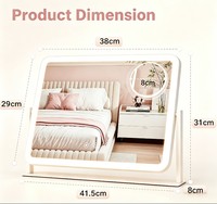 LED Lighted Adjustable Makeup Mirror with 10X Magnifier 3 Color Lights Smart Touch Control 360 Rotation for Tabletop Bedroom