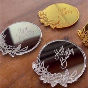 ท็อปเปอร์อะคริลิคตกแต่งเค้กน้ำผึ้งและรสหวาน ลายพวงดอกไม้ สุขสันต์วันเกิด ของตกแต่งเค้กสำหรับงานวันเกิด - Product Image 2