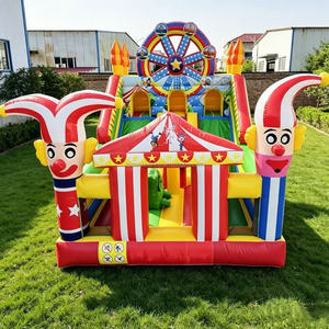 Castillo Inflable Personalizado con Temática de Carnaval y Animales, con Pared de Escalada y Tobogán, para Parques Infantiles Comerciales al Aire Libre - Product Image 3