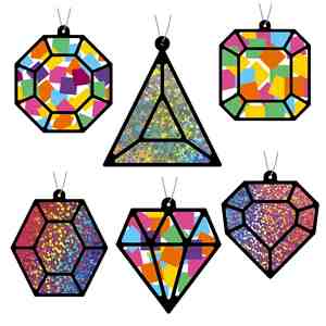Kit de loisirs créatifs DIY en papier pour fenêtre, attrape-soleil à suspendre, motif bijou et diamant, pour activités scolaires, maison, fêtes d'enfants et cadeaux - Product Image 4