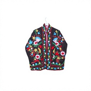 Chaqueta Bomber Floral Vintage Bordada a Mano, Tejida, 100% Algodón, Reversible, Ecológica, Transpirable, con Cierre Frontal Rápido - Product Image 1
