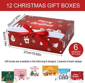 Cajas <span class=keywords><strong>de</strong></span> Regalo Navideñas con Tapas y Cinta, Cajas para Regalos, Cajas Decorativas Reutilizables para Fiestas <span class=keywords><strong>de</strong></span> Navidad - Product Image 3