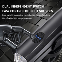 Phare de vélo en alliage d'aluminium 1200 lumens 2200 mAh avec chargeur Type-C, lumière LED pour VTT avec suspension