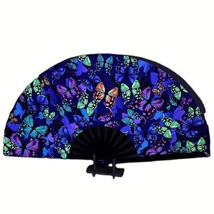 Abanico Plegable de Bambú Grande de 13 Pulgadas con Impresión Personalizada y Luz UV Holográfica, Accesorio para Fiestas y Festivales, Ideal para Regalo - Product Image 2