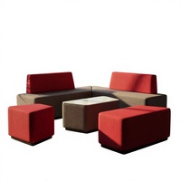 Ensemble de canapés modulaires carrés en tissu avec structure en bois et canapé-lit pour la maison, le bureau, le salon, l'hôtel et l'hôpital