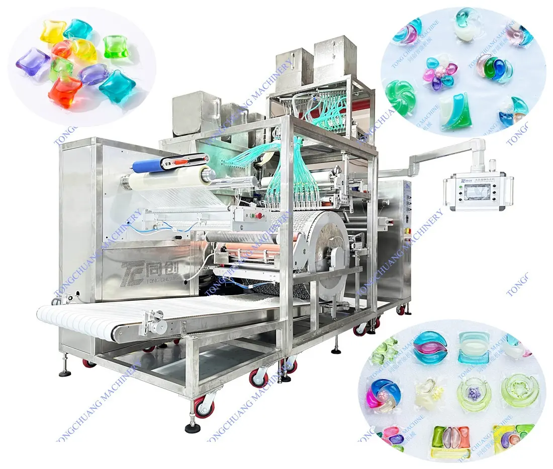 Desain dapat disesuaikan Multi ruang deterjen cucian Pods mesin pengemasan manik-manik deterjen