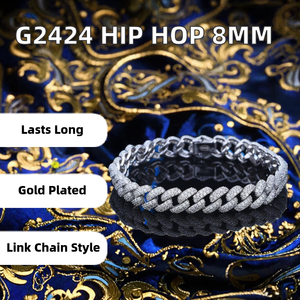 Vente en gros de collier et bracelet cubain en argent sterling 925, chaîne à maillons entièrement sertie de diamants de 8 mm, bijoux fins en or pour cadeau - Product Image 2