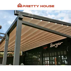 Outdoor Sunshade Remote Control Powder Coating Aluminium Retractable Roof Awning For Patio