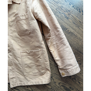 Custom Men's Blue Cotton <strong>Moleskin</strong> Chore Coat Durable Utility Work Outerwear French Workwear Jacket - Product Image 4