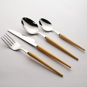 Bán buôn hiện đại phong cách nhà hàng <span class=keywords><strong>Flatware</strong></span> sets tùy chỉnh 18/10 di động thiết lập dao kéo gỗ xử lý cho bữa ăn tối - Product Image 1
