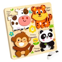 Houten Dieren Fruit 3D Peg Puzzle Bord Vorm Matching Vroege Alfabetisering Montessori Educatief Speelgoed voor Kinderen Jongens Meisjes Leeftijden 0-7