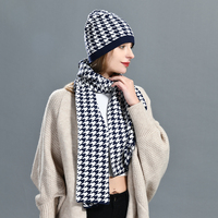 Ensemble de 2 pièces Jxwatcher pour femmes, bonnet et écharpe en cachemire élégant et décontracté, en laine tricotée, chaud, pour l'automne et l'hiver, personnalisable