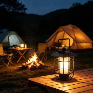 Retro LED Camping Lantern Rechargeable Hanging Tent <b>Light</b> Twist Dimming Portable <b>Emergency</b> Lighting - Product Image 4