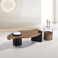Table basse en forme de feuille de noyer, design moderne et créatif, avec rangement, pour salon de luxe