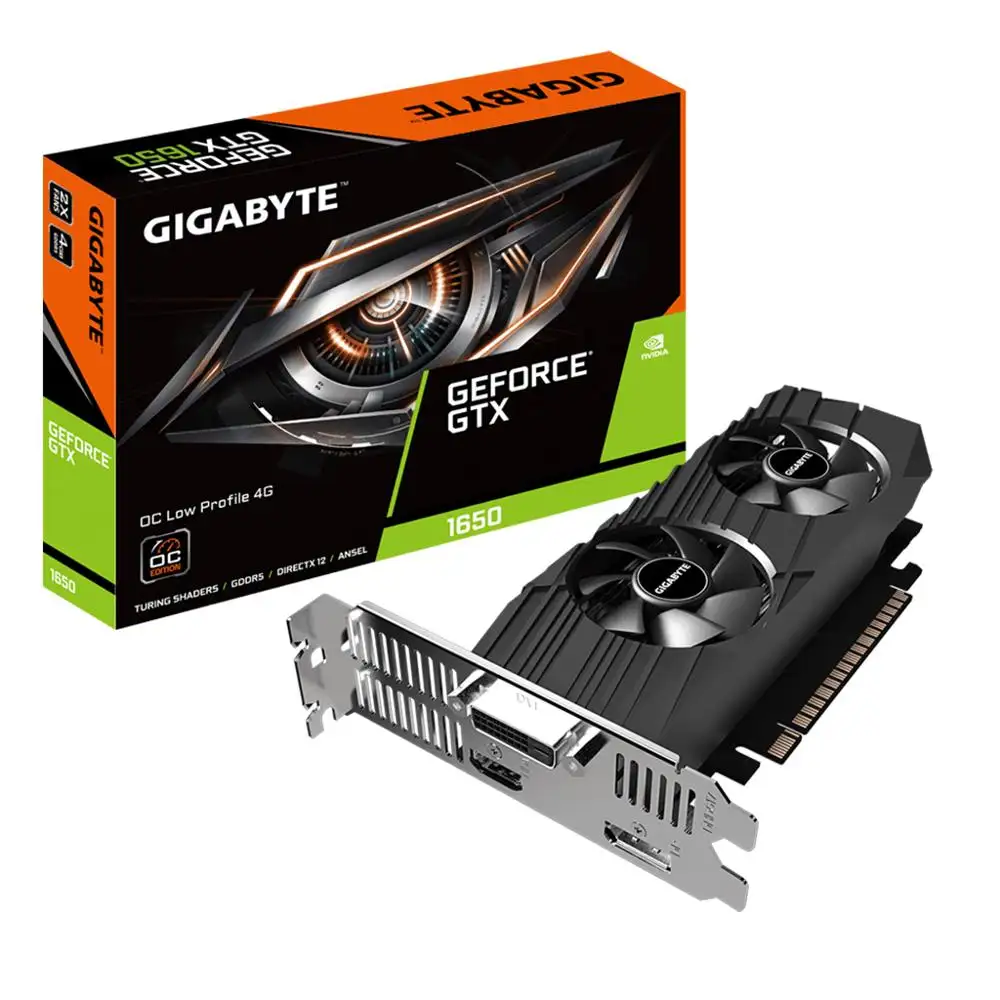 Гигабайт NVIDIA GTX 1650 OC низкопрофильный 4G низкопрофильный дизайн с графической картой длиной 167 мм (GV-N1650OC-4GL)