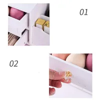 Organisateur de maquillage blanc avec miroir oreilles de chat et tiroirs pour le rangement des cosmétiques sur le bureau