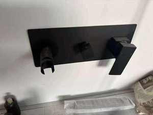 Robinet de douche noir en laiton pour baignoire, robinet cascade mural, robinets de lavabo, robinet de lavabo en céramique pour eau chaude et froide - Product Image 6