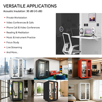 Cabine de travail silencieuse insonorisée en alliage d'aluminium, modulaire, avec éclairage LED, pour une personne, bureau à domicile
