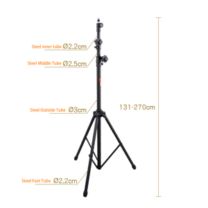 Support d'éclairage réglable pour scène de camping K-377-3B 2.7M avec capacité de 20kg en métal et plastique pour les événements nocturnes - Product Image 2