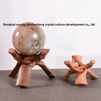 Support en bois massif HZ, écologique, pour décoration intérieure, style art populaire, design original géométrique, inspiré de l'île de Malabar, pour boule de cristal