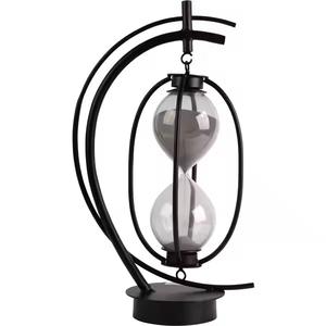 Verre d'heure de luxe en bois et métal Verre d'heure personnalisé avec sable blanc Haut sur demande Plateau de table attrayant - Product Image 1