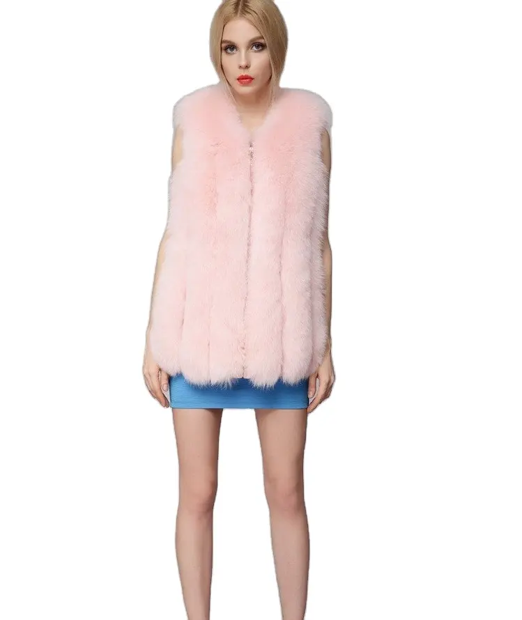 2023 Winter women fashion sleeveless faux fur vest women faux fur Women thick long pile fur waist coat vest