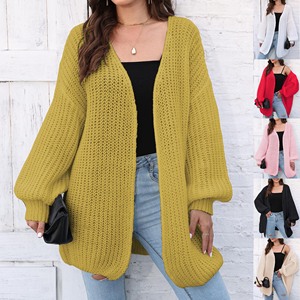Suéteres de primavera y otoño para mujer al por mayor de fábrica, prendas de punto para mujer, cárdigans sueltos de punto de estilo perezoso informal, suéter, abrigo - Product Image 1