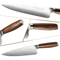 Nouveau produit Vg-10 couteau d'office de cuisine durable en acier au carbone damas avec manche en palissandre doré, élégant et noble