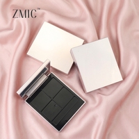 Boîtier carré 4 couleurs pour fards à paupières avec miroir, en ABS, vide, argenté, pour palette de blush crème, étui compact de luxe pour poudre de maquillage facial