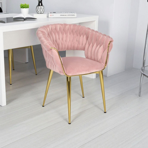 <span class=keywords><strong>Fauteuil</strong></span> de salle à manger de luxe italien de haute qualité avec accoudoirs en velours et pieds en métal rose pour restaurant - Product Image 4