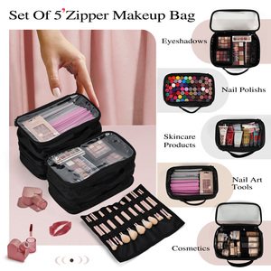 Rolling <b>Makeup</b> <b>Case</b> with Removable <b>Makeup</b> Pouches Travel Cosmetic Organizer Trolley Bag with Multiple Detachable Storage - Product Image 3