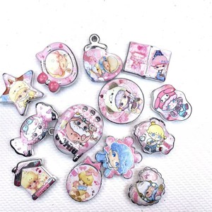 Cadena para Teléfono Móvil con Cuentas de Lámina Impresas por Ambos Lados, Base Plateada Dimo Di mo Rosa, Serie Temática, Accesorios - Product Image 3