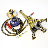 Vente chaude Paris Tour Narguilé Shisha 2 Tuyaux Sheesha Huka Narguile Portable Mini Shisha Narguilé Double Tuyaux