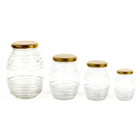 100ml 180ml 350ml 730ml Klares Leeres Wabenglas in Bienenstockform mit Metalldeckel zur Lebensmittelaufbewahrung Parmley