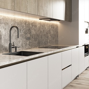 Design personalizzato piccolo armadio da <span class=keywords><strong>cucina</strong></span> in pietra sinterizzata Backsplash legno porta piatta armadio da <span class=keywords><strong>cucina</strong></span> <span class=keywords><strong>per</strong></span> il progetto di appartamento - Product Image 2