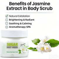 Gommage corporel naturel et biologique à base de sucre, parfum jasmin, pour une exfoliation douce, crème hydratante pour les pieds, vente en gros RTS